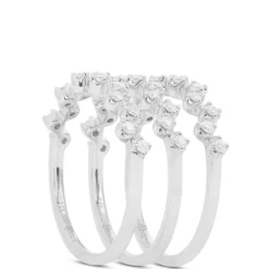 Stacked Zig Zag Diamond Bands, 14K White Gold