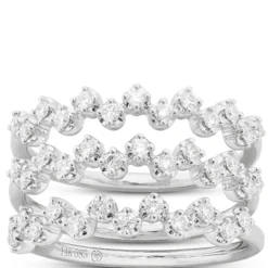 Stacked Zig Zag Diamond Bands, 14K White Gold