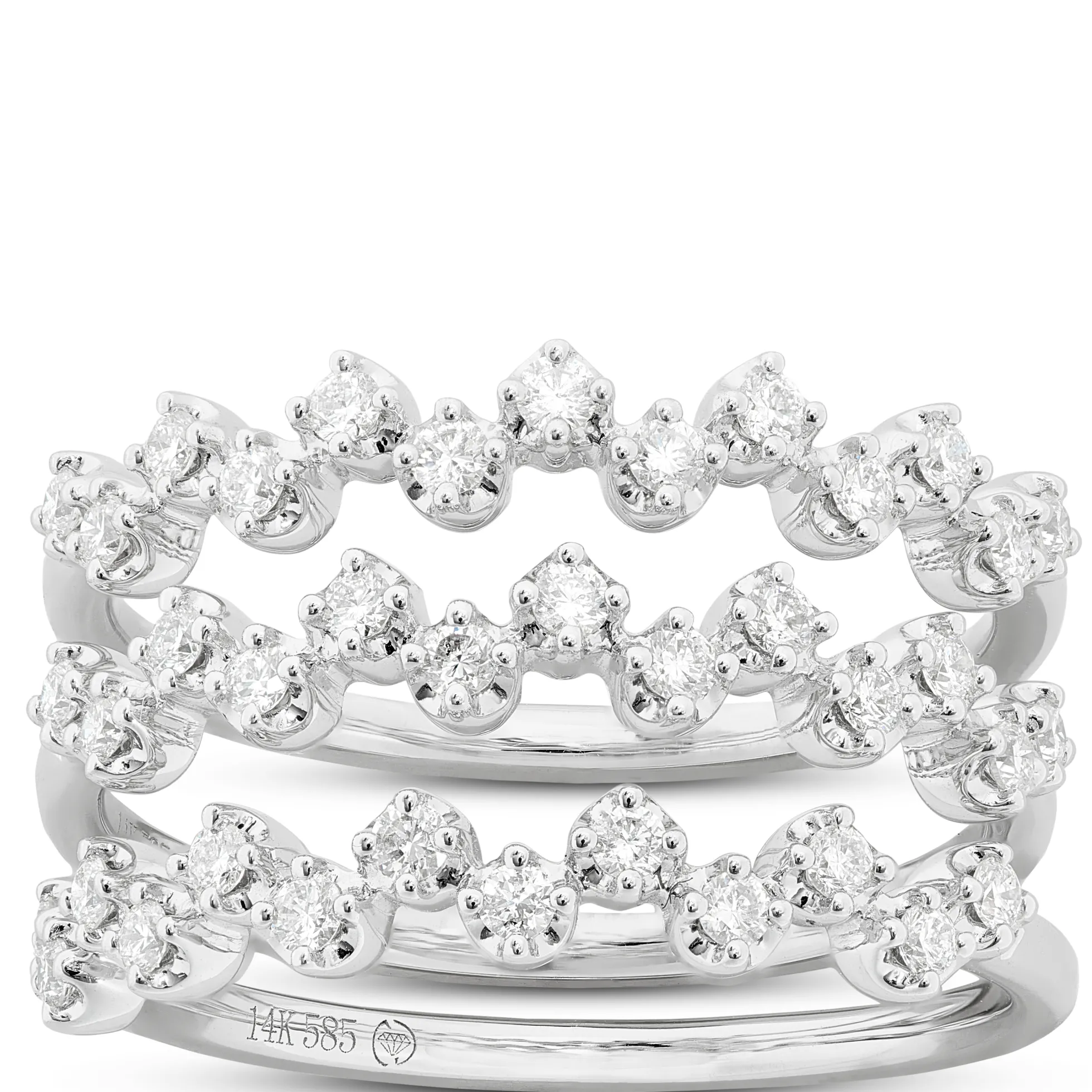 Stacked Zig Zag Diamond Bands, 14K White Gold