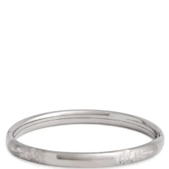 Stainless Steel Baby Bangle with Floral Engraving