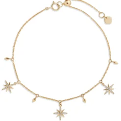 Star Cluster Diamond Dangles Bracelet, 14K Yellow Gold