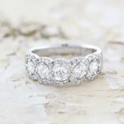 5-Stone Diamond Halo Ring 14K