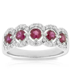 5-Stone Ruby & Diamond Ring 14K
