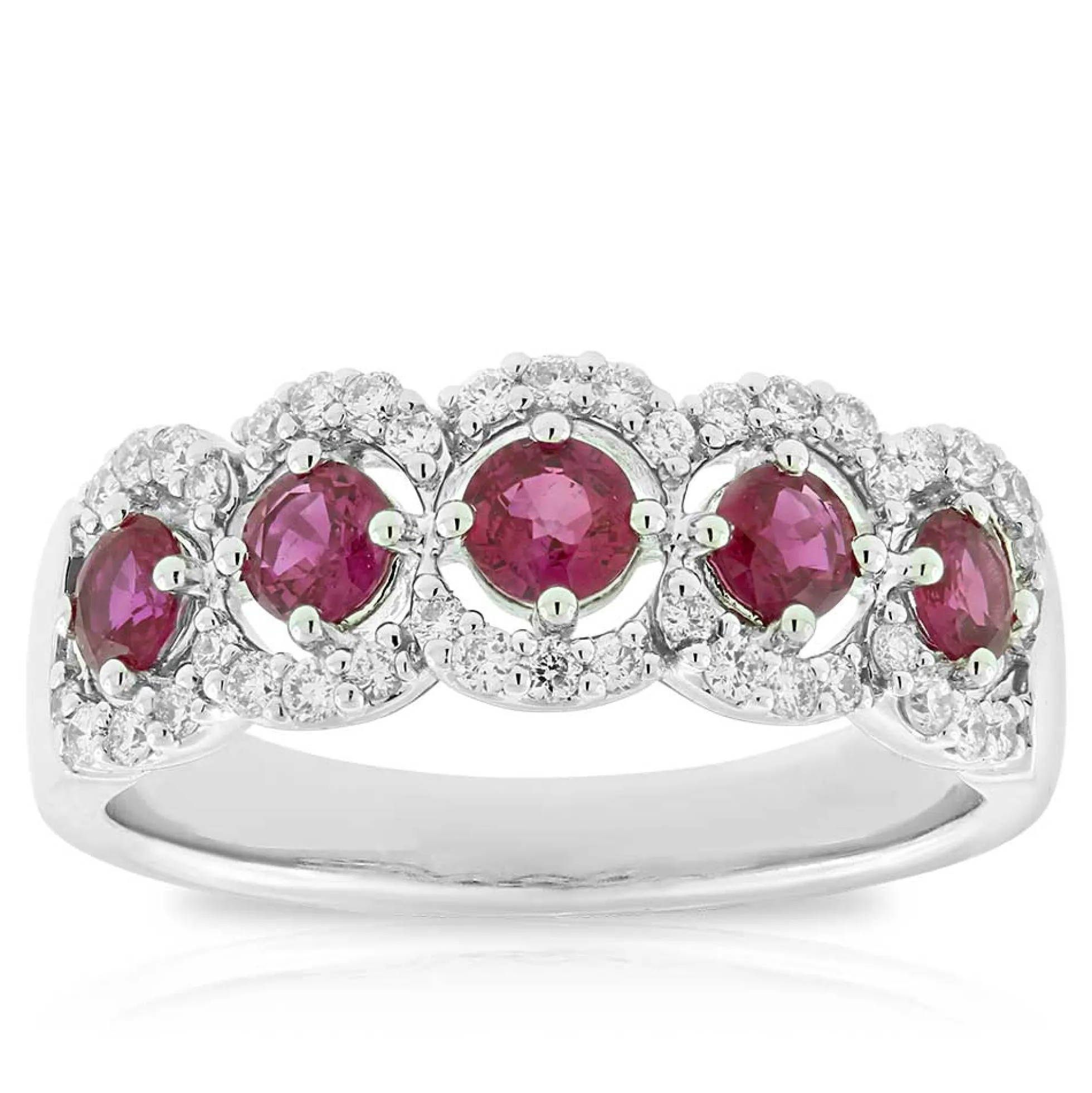 5-Stone Ruby & Diamond Ring 14K