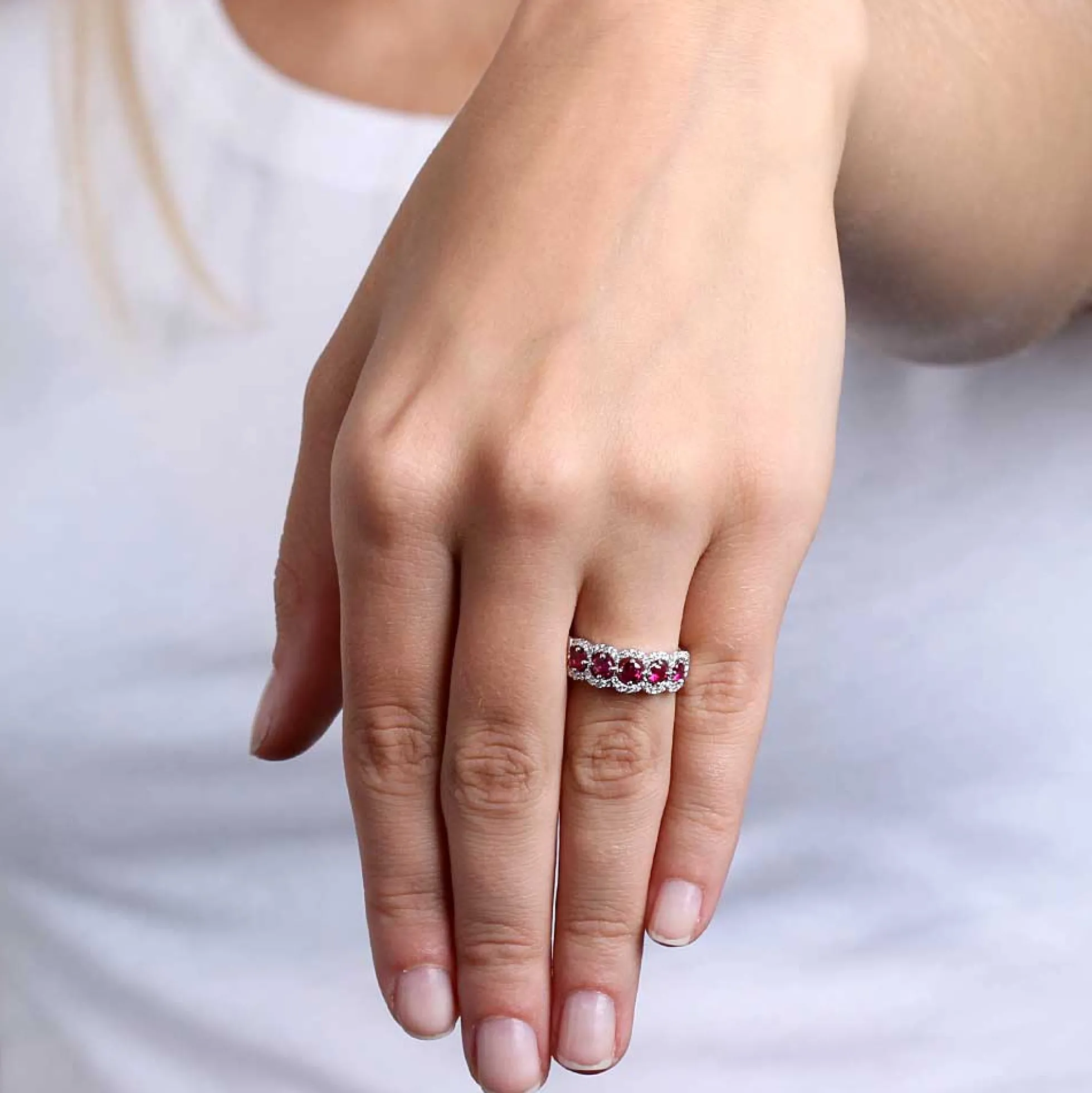 5-Stone Ruby & Diamond Ring 14K