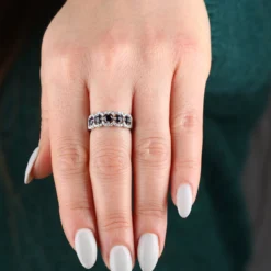 5-Stone Sapphire & Diamond Ring 14K