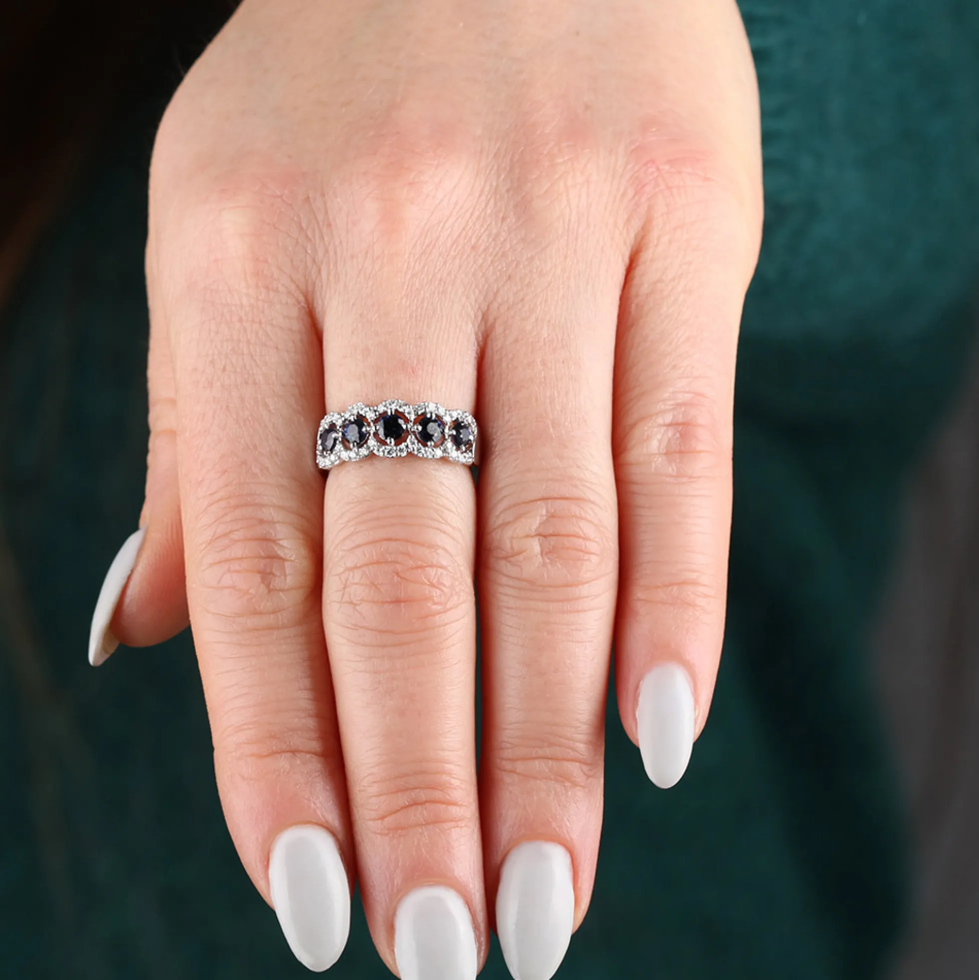 5-Stone Sapphire & Diamond Ring 14K
