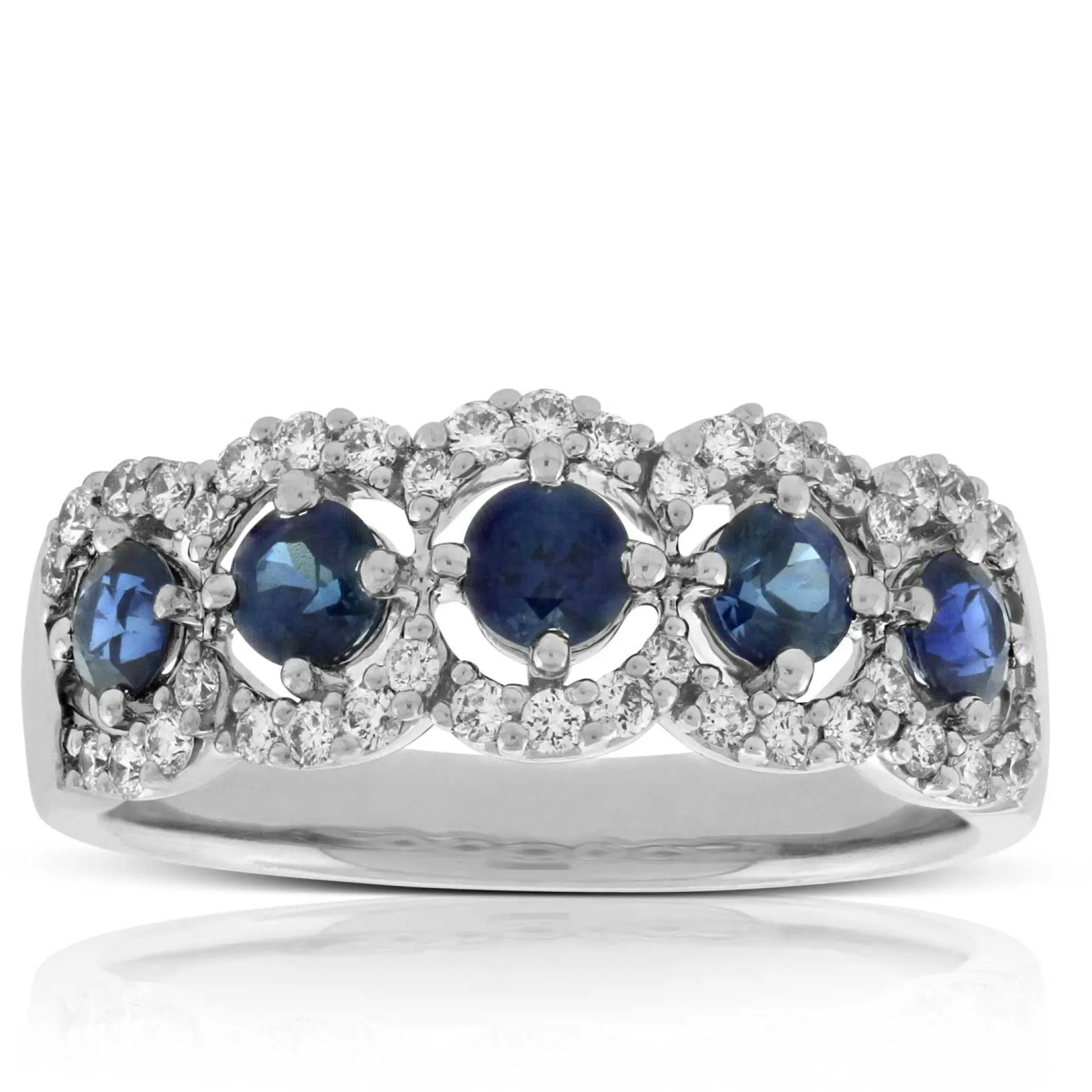 5-Stone Sapphire & Diamond Ring 14K