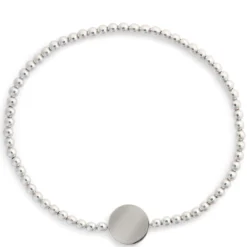 Stretchy Engravable Bead Bracelet, Sterling Silver