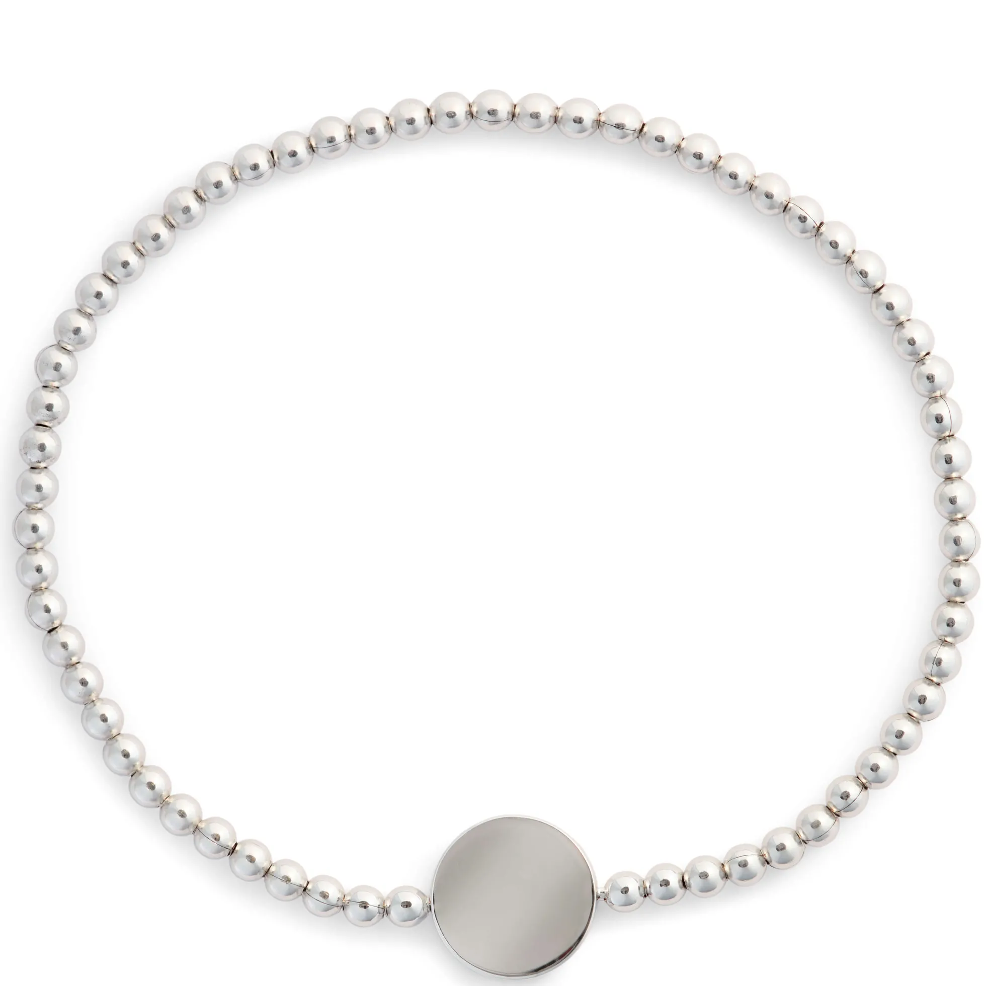 Stretchy Engravable Bead Bracelet, Sterling Silver