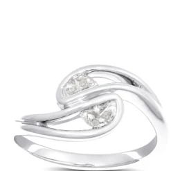 Swirling Half Moon Ring, ¼ Total Carat Weight, 14K White Gold