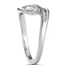 Swirling Half Moon Ring, ¼ Total Carat Weight, 14K White Gold
