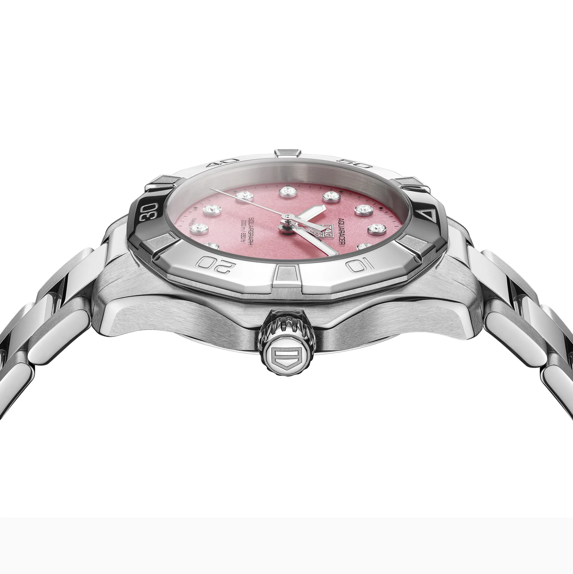 TAG Heuer Aquaracer Professional 200 Solargraph Pink Dial Watch, 34mm