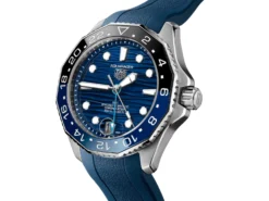 TAG Heuer Aquaracer Professional 300 GMT Blue Dial Blue Rubber Strap Watch, 42mm