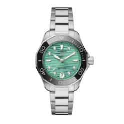 TAG Heuer Aquaracer Professional 300 Watch Turquoise Diamond-Set Dial Steel Bracelet, 36mm