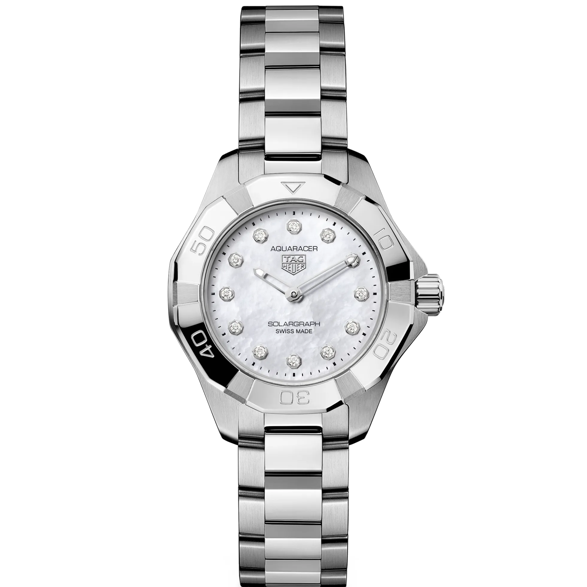 TAG Heuer Aquaracer Professional 100 Solargraph White Dial Watch, 28mm