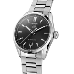 TAG Heuer Carrera Calibre 5 Auto Black Steel Watch, 39mm
