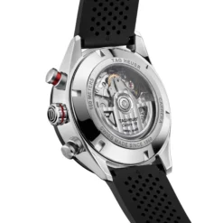 TAG Heuer Carrera Chronograph Watch Black Dial Rubber Strap, 44mm