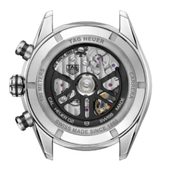 TAG Heuer Carrera Chronograph Watch Blue Dial Brown Leather Strap, 44mm