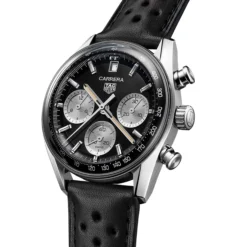 TAG Heuer Carrera Chronograph Watch Steel Case Black Dial, 39mm