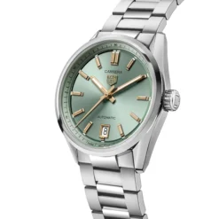 TAG Heuer Carrera Date Watch Green Dial Steel Bracelet, 36mm
