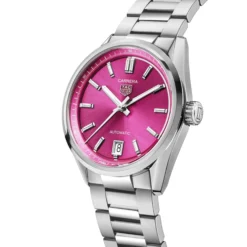 TAG Heuer Carrera Date Watch Pink Dial Steel Bracelet, 36mm