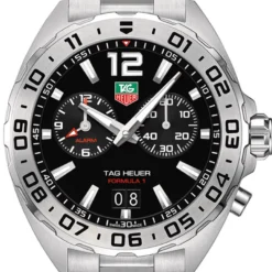 TAG Heuer Formula 1 Quartz Mens Black Steel Alarm Watch, 41mm