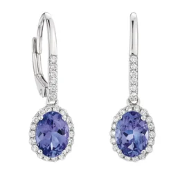Tanzanite & Diamond Dangle Earrings 14K