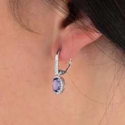 Tanzanite & Diamond Dangle Earrings 14K