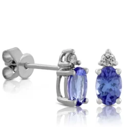 Tanzanite & Diamond Earrings 14K