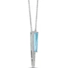 Tapered Blue Topaz and Diamond Pendant, 14K White Gold