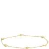 Ten-Inch Adjustable Puffed Hear Bracelet, 14K Yellow Gold