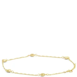 Ten-Inch Adjustable Puffed Hear Bracelet, 14K Yellow Gold