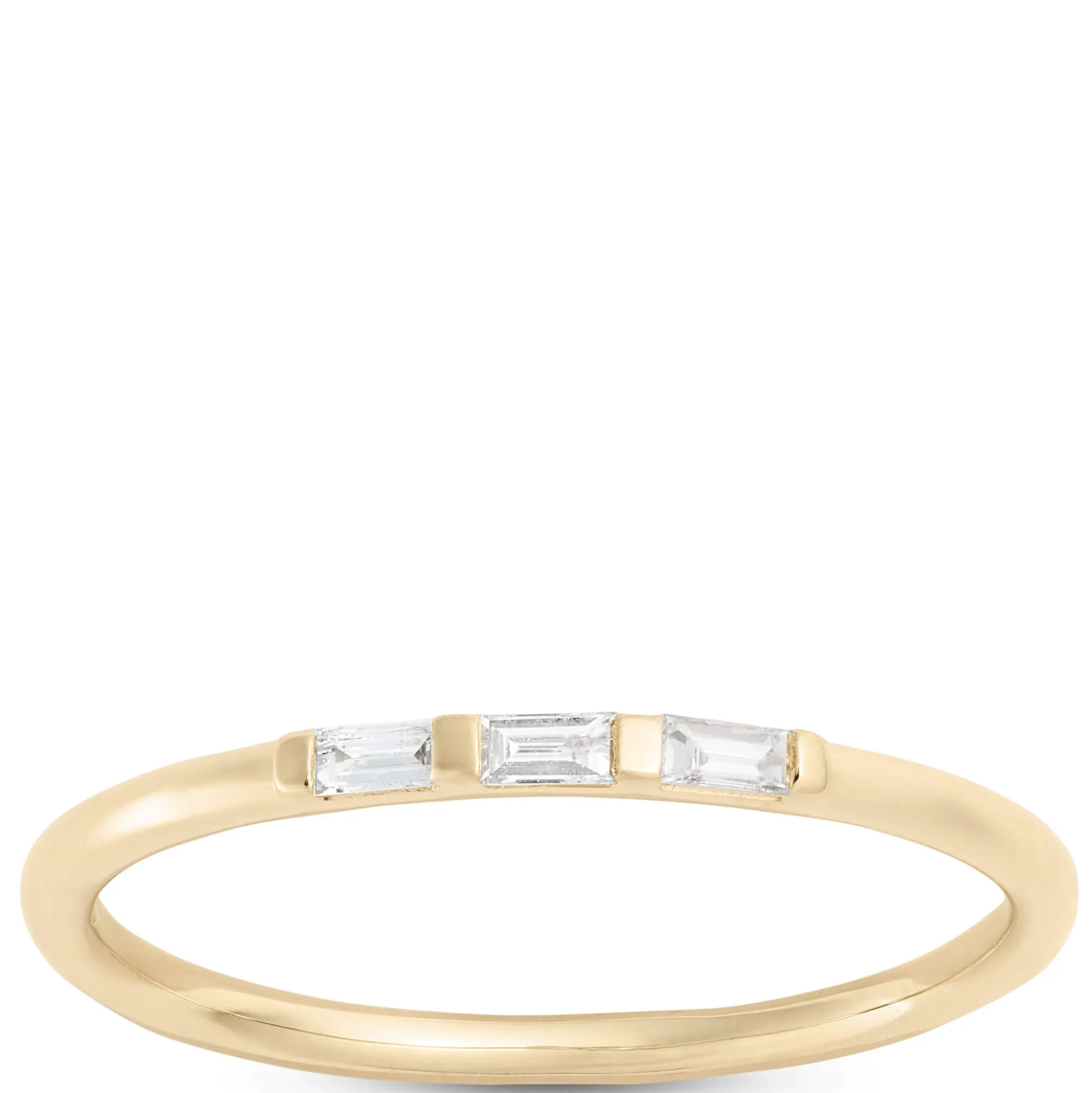 Three Baguette Diamond Ring, 14K Yellow Gold