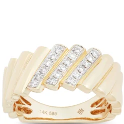 Three-Stripe Diamond Ring, 14K Yellow Gold