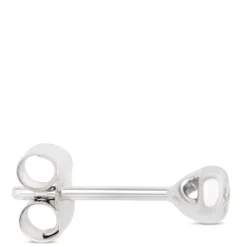 Tiny Bezel Diamond Studs, 14K White Gold
