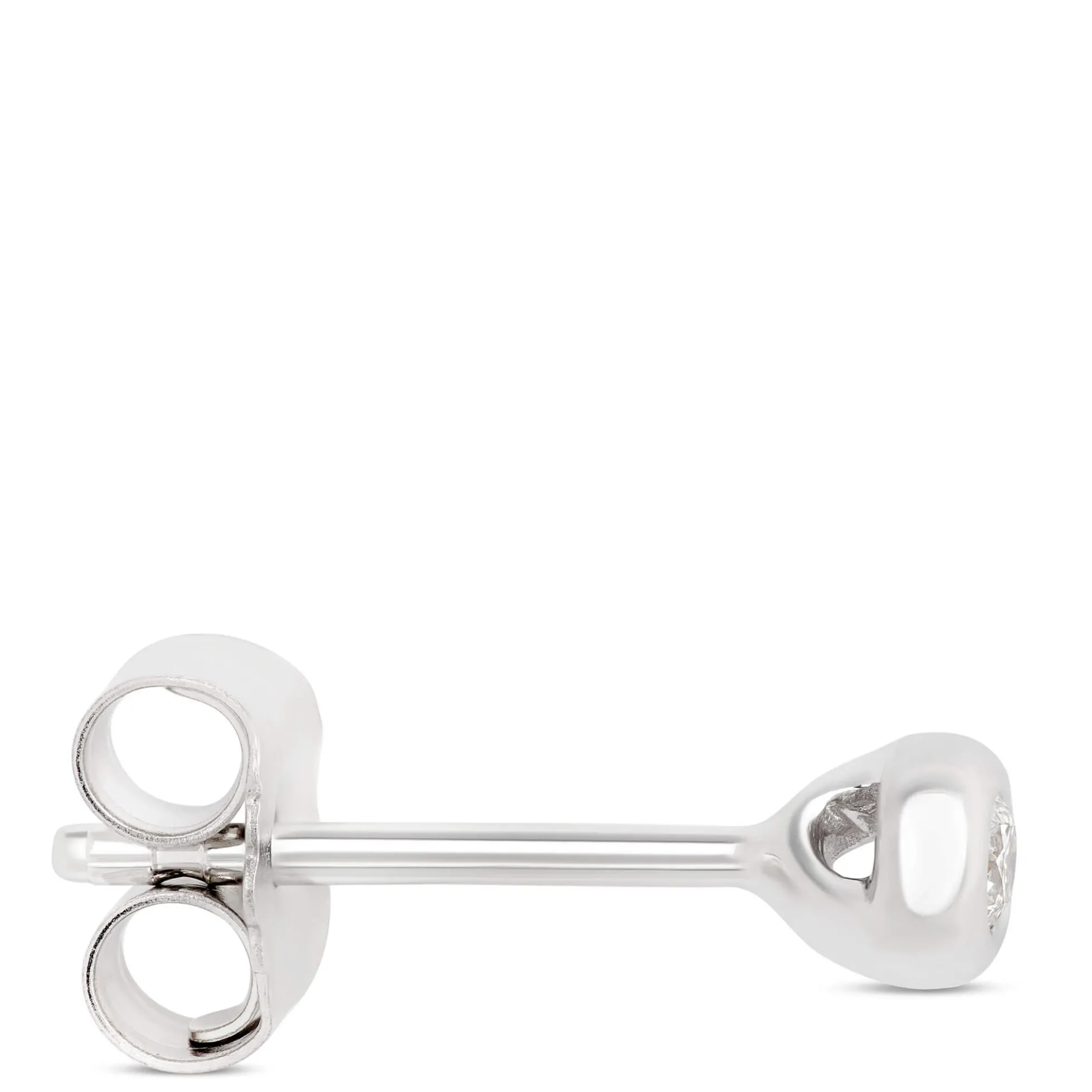 Tiny Bezel Diamond Studs, 14K White Gold