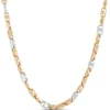 Toscano Anchor Link Two-Tone Necklace, 14k White and Yellow Gold
