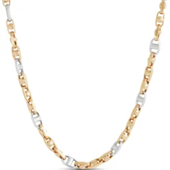 Toscano Anchor Link Two-Tone Necklace, 14k White and Yellow Gold