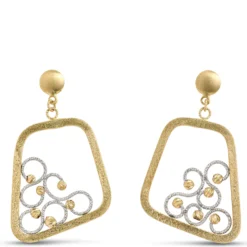 Toscano Asymmetrical Drop Earrings, 14K Yellow Gold