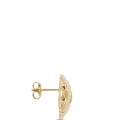 Toscano Basket Weave Button Studs, 14K Yellow Gold