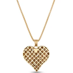 Toscano Basket Weave Heart Pendant Necklace, 14K Yellow Gold