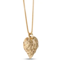 Toscano Basket Weave Heart Pendant Necklace, 14K Yellow Gold