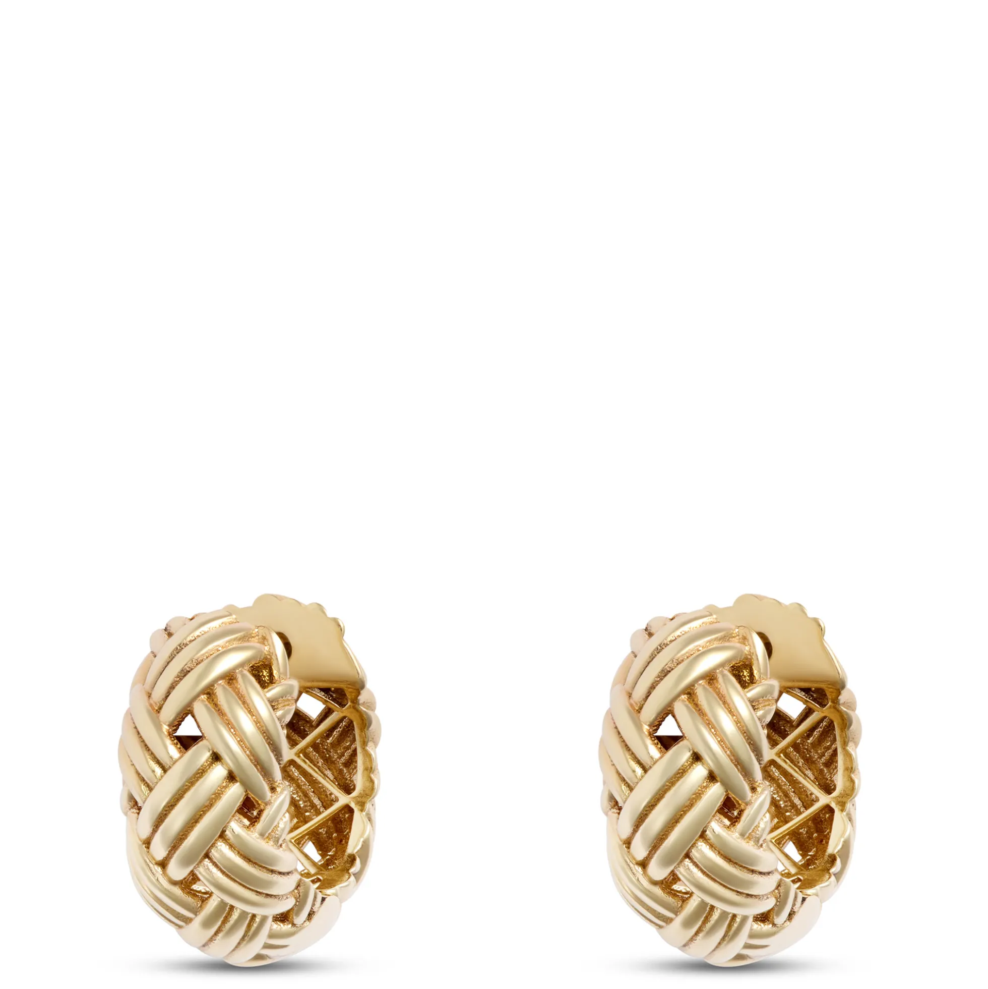Toscano Basket Weave Hoops, 14K Yellow Gold