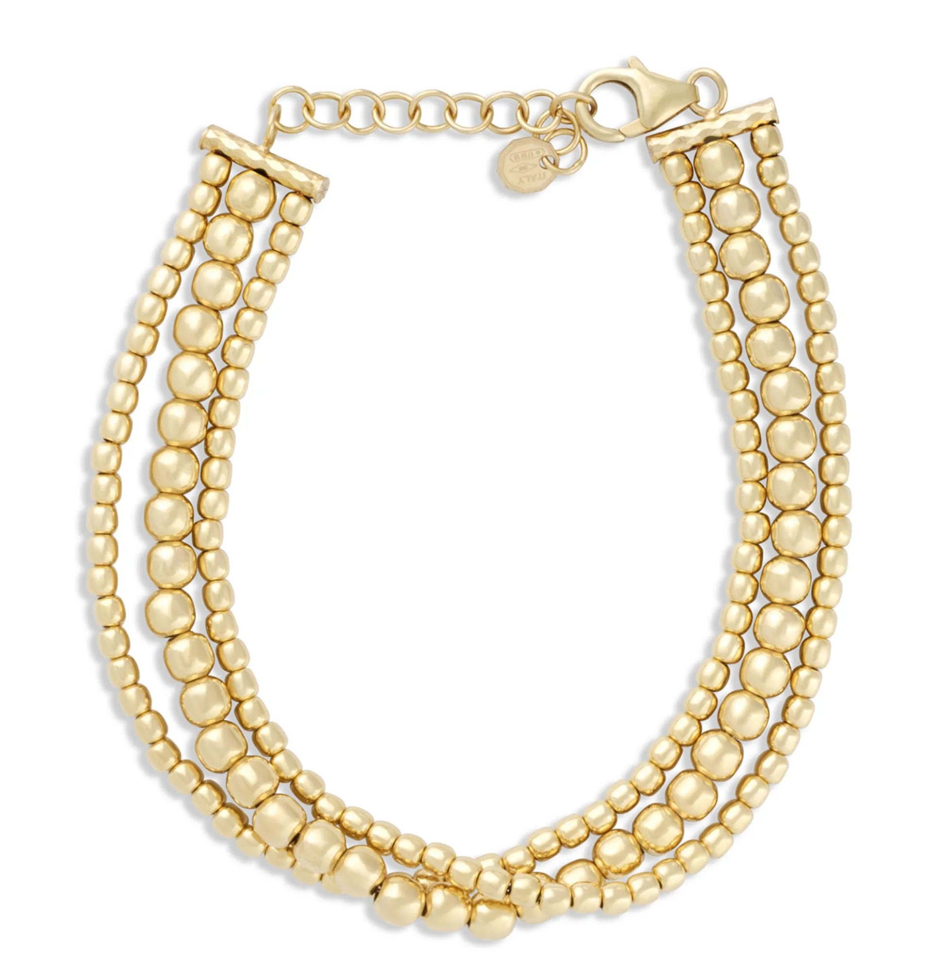 Toscano Beaded Rows Bracelet, 14K Yellow Gold