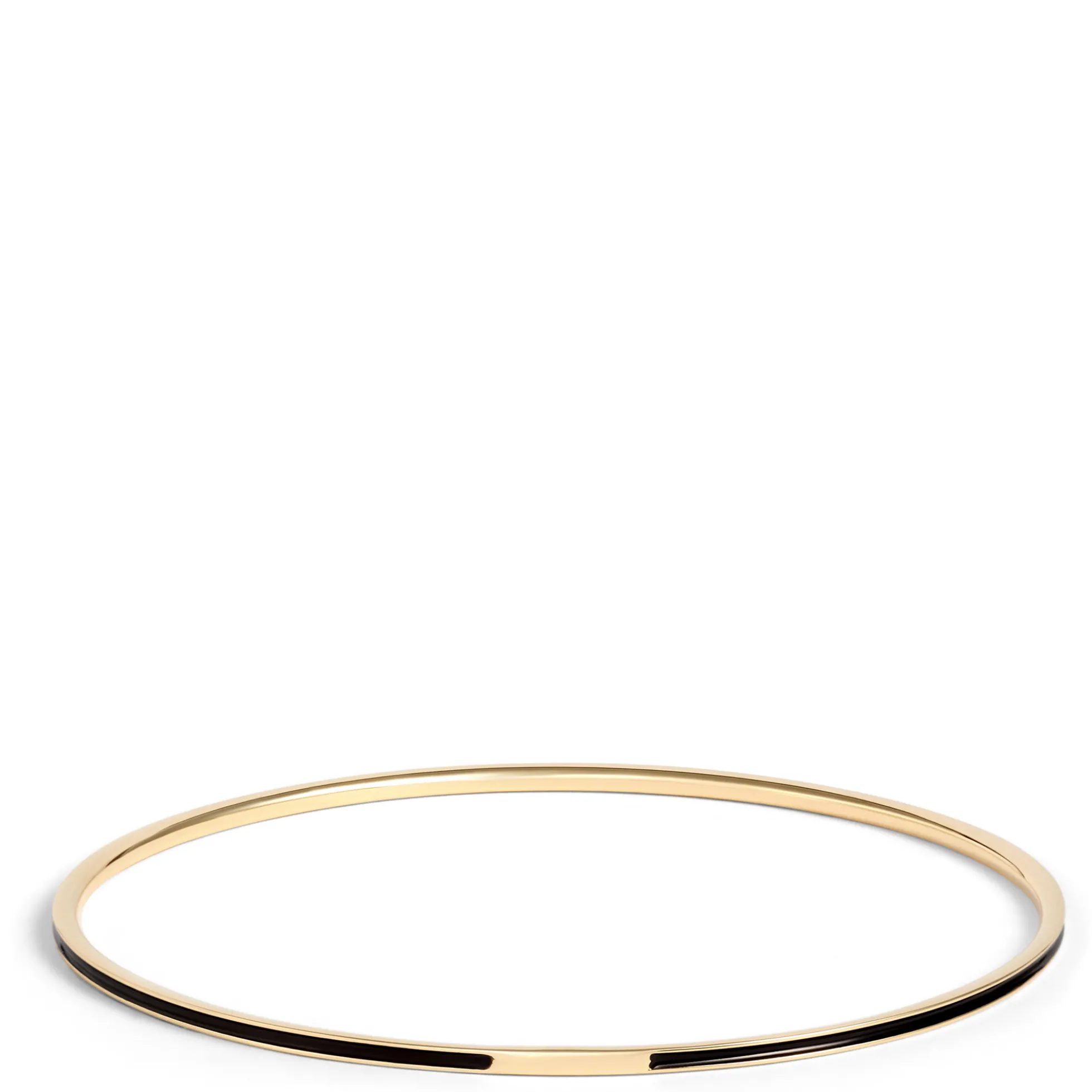 Toscano Black Enamel Slip On Bangle, 14K Yellow Gold