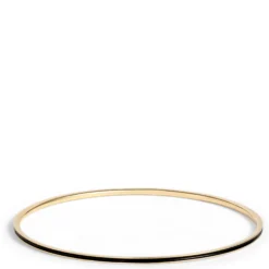 Toscano Black Enamel Slip On Bangle, 14K Yellow Gold