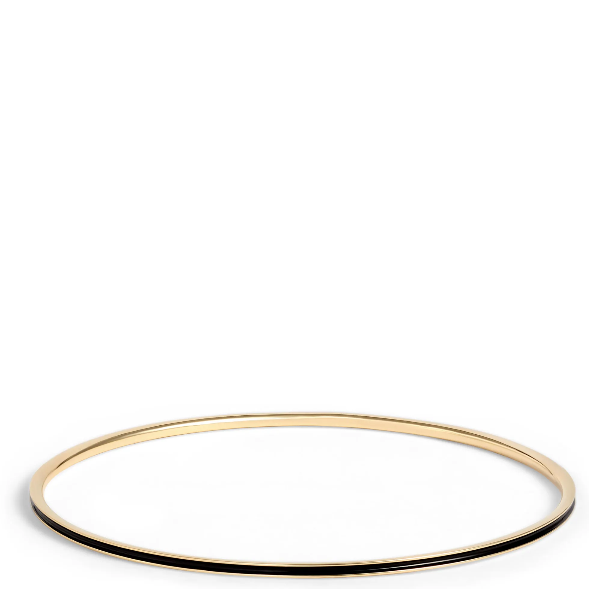 Toscano Black Enamel Slip On Bangle, 14K Yellow Gold