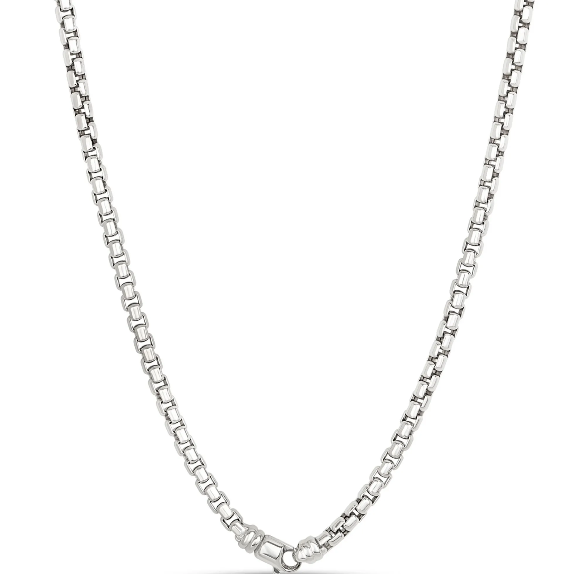 Toscano Classic Round Box Link Necklace, Sterling Silver