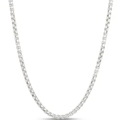 Toscano Classic Round Box Link Necklace, Sterling Silver